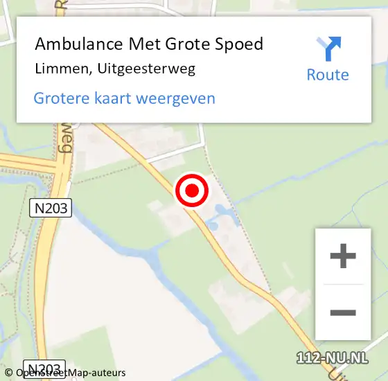 Locatie op kaart van de 112 melding: Ambulance Met Grote Spoed Naar Limmen, Uitgeesterweg op 2 december 2024 18:55