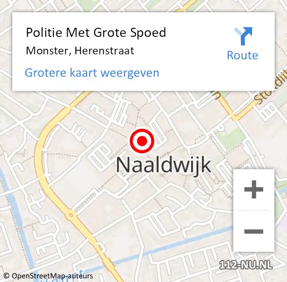 Locatie op kaart van de 112 melding: Politie Met Grote Spoed Naar Monster, Herenstraat op 2 december 2024 19:00