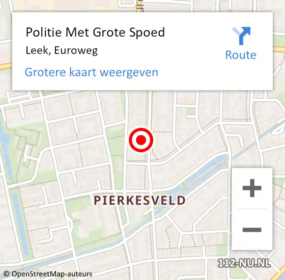 Locatie op kaart van de 112 melding: Politie Met Grote Spoed Naar Leek, Euroweg op 2 december 2024 19:32