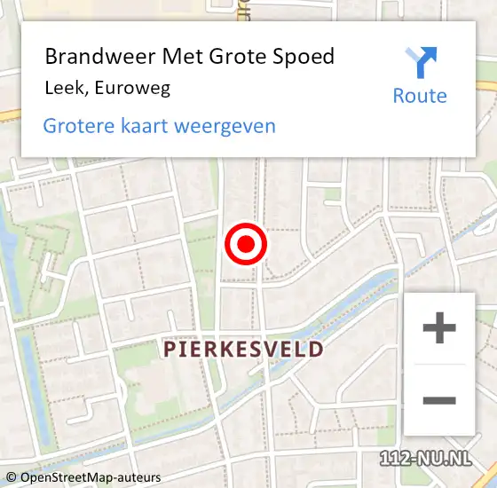 Locatie op kaart van de 112 melding: Brandweer Met Grote Spoed Naar Leek, Euroweg op 2 december 2024 19:35