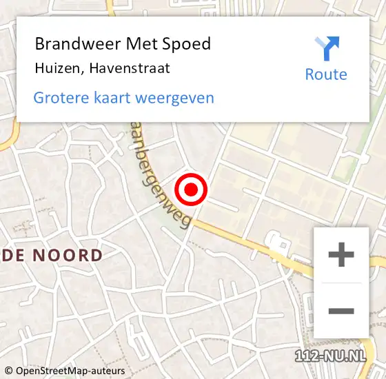 Locatie op kaart van de 112 melding: Brandweer Met Spoed Naar Huizen, Havenstraat op 2 december 2024 19:45