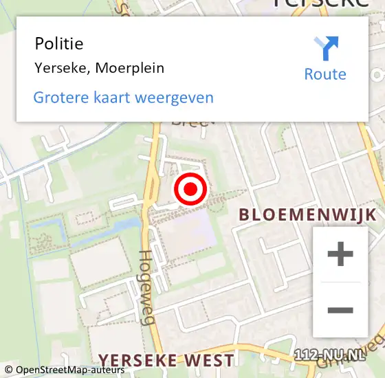 Locatie op kaart van de 112 melding: Politie Yerseke, Moerplein op 2 december 2024 19:51