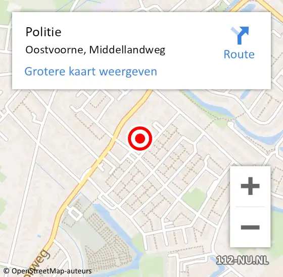 Locatie op kaart van de 112 melding: Politie Oostvoorne, Middellandweg op 2 december 2024 19:58