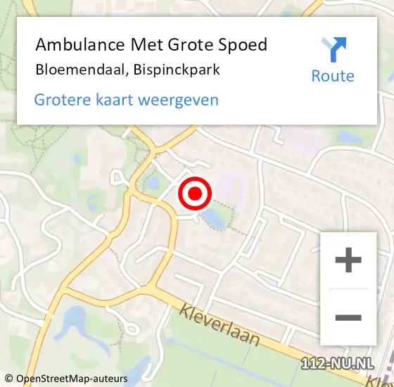 Locatie op kaart van de 112 melding: Ambulance Met Grote Spoed Naar Bloemendaal, Bispinckpark op 2 december 2024 20:23