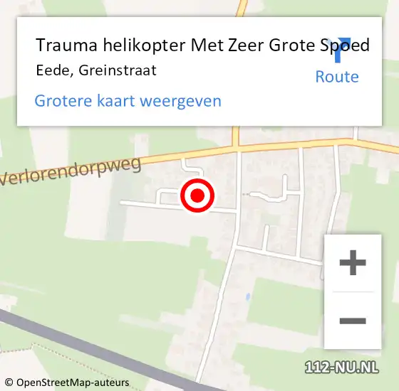 Locatie op kaart van de 112 melding: Trauma helikopter Met Zeer Grote Spoed Naar Eede, Greinstraat op 2 december 2024 20:31