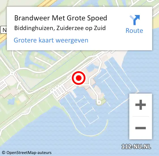 Locatie op kaart van de 112 melding: Brandweer Met Grote Spoed Naar Biddinghuizen, Zuiderzee op Zuid op 2 december 2024 20:39