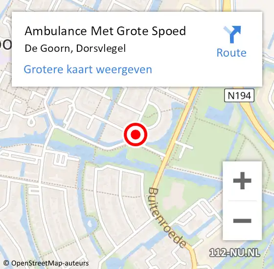 Locatie op kaart van de 112 melding: Ambulance Met Grote Spoed Naar De Goorn, Dorsvlegel op 2 december 2024 20:47