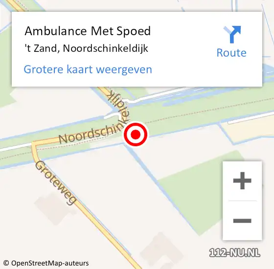 Locatie op kaart van de 112 melding: Ambulance Met Spoed Naar 't Zand, Noordschinkeldijk op 2 december 2024 20:52