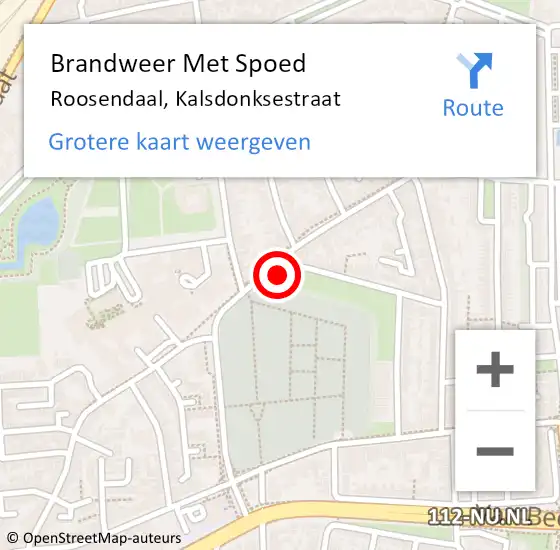 Locatie op kaart van de 112 melding: Brandweer Met Spoed Naar Roosendaal, Kalsdonksestraat op 2 december 2024 20:54