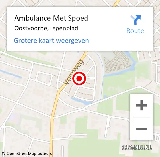 Locatie op kaart van de 112 melding: Ambulance Met Spoed Naar Oostvoorne, Iepenblad op 2 december 2024 21:31