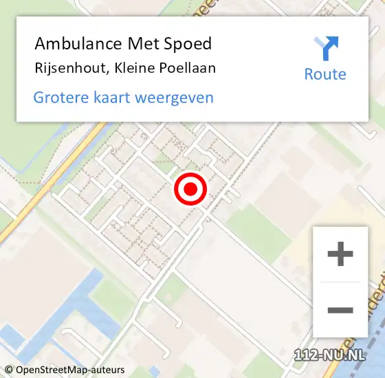 Locatie op kaart van de 112 melding: Ambulance Met Spoed Naar Rijsenhout, Kleine Poellaan op 2 december 2024 21:33