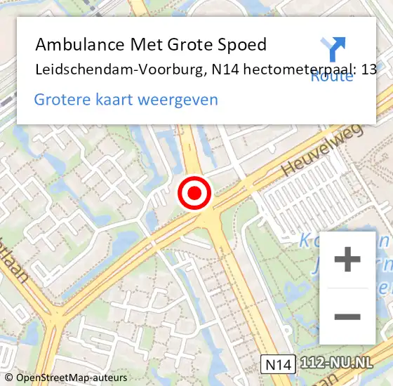 Locatie op kaart van de 112 melding: Ambulance Met Grote Spoed Naar Leidschendam-Voorburg, N14 hectometerpaal: 13 op 2 december 2024 21:52