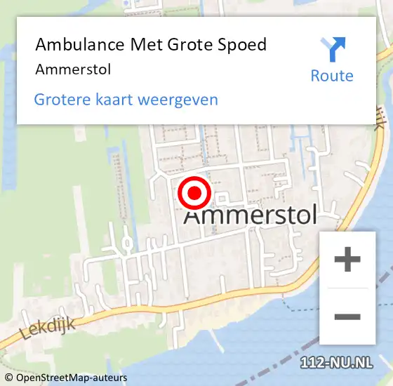 Locatie op kaart van de 112 melding: Ambulance Met Grote Spoed Naar Ammerstol op 2 december 2024 21:53