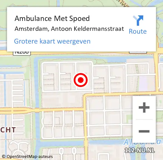 Locatie op kaart van de 112 melding: Ambulance Met Spoed Naar Amsterdam, Antoon Keldermansstraat op 2 december 2024 22:05