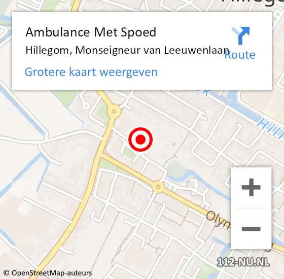 Locatie op kaart van de 112 melding: Ambulance Met Spoed Naar Hillegom, Monseigneur van Leeuwenlaan op 2 december 2024 22:11