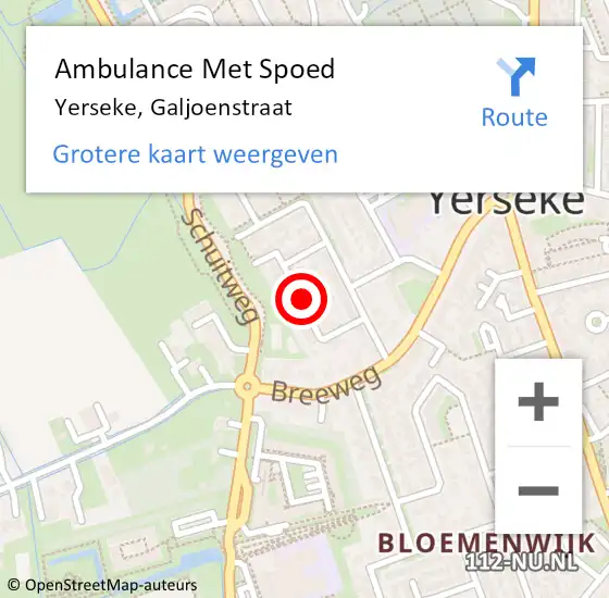 Locatie op kaart van de 112 melding: Ambulance Met Spoed Naar Yerseke, Galjoenstraat op 29 oktober 2014 03:53