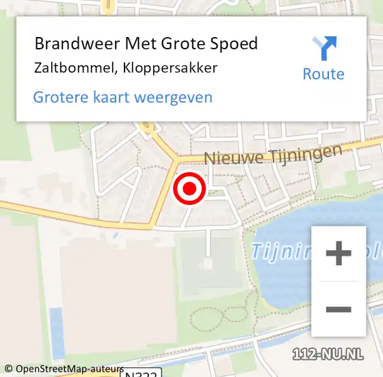 Locatie op kaart van de 112 melding: Brandweer Met Grote Spoed Naar Zaltbommel, Kloppersakker op 2 december 2024 23:09