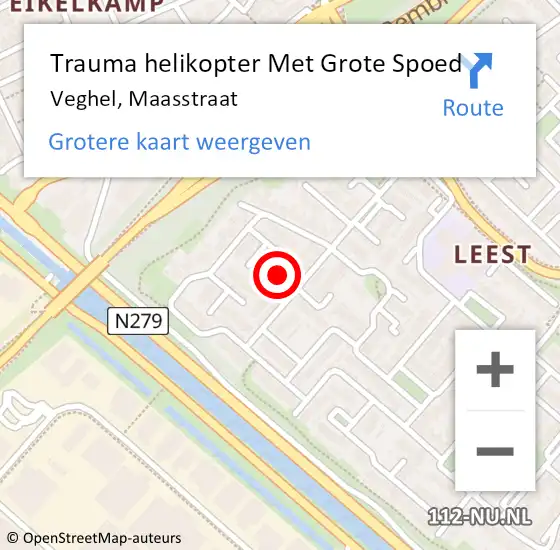 Locatie op kaart van de 112 melding: Trauma helikopter Met Grote Spoed Naar Veghel, Maasstraat op 2 december 2024 23:13