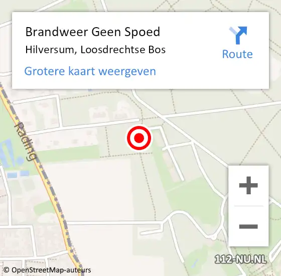 Locatie op kaart van de 112 melding: Brandweer Geen Spoed Naar Hilversum, Loosdrechtse Bos op 2 december 2024 23:40