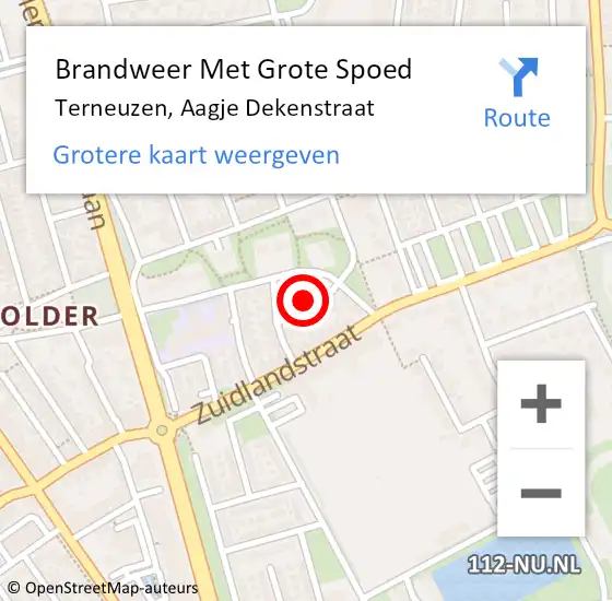 Locatie op kaart van de 112 melding: Brandweer Met Grote Spoed Naar Terneuzen, Aagje Dekenstraat op 2 december 2024 23:44