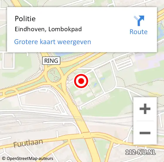 Locatie op kaart van de 112 melding: Politie Eindhoven, Lombokpad op 2 december 2024 23:45