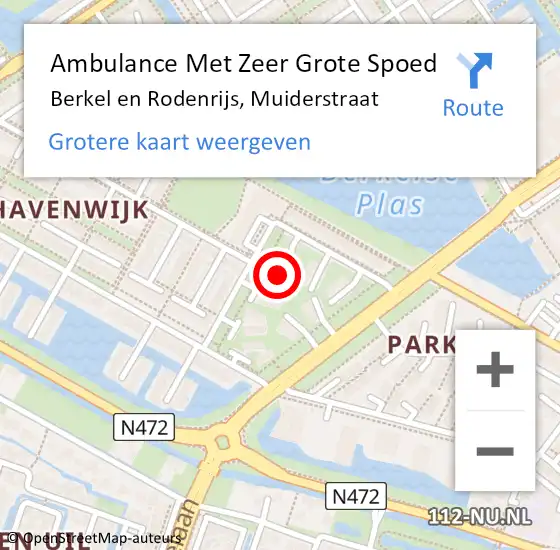 Locatie op kaart van de 112 melding: Ambulance Met Zeer Grote Spoed Naar Berkel en Rodenrijs, Muiderstraat op 3 december 2024 00:26