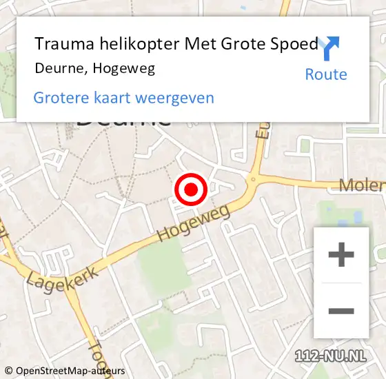 Locatie op kaart van de 112 melding: Trauma helikopter Met Grote Spoed Naar Deurne, Hogeweg op 3 december 2024 00:34