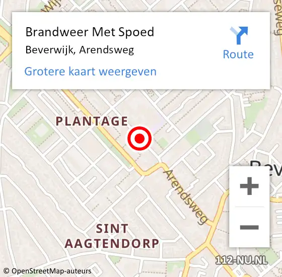 Locatie op kaart van de 112 melding: Brandweer Met Spoed Naar Beverwijk, Arendsweg op 3 december 2024 01:05