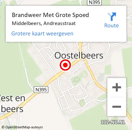 Locatie op kaart van de 112 melding: Brandweer Met Grote Spoed Naar Middelbeers, Andreasstraat op 3 december 2024 01:10