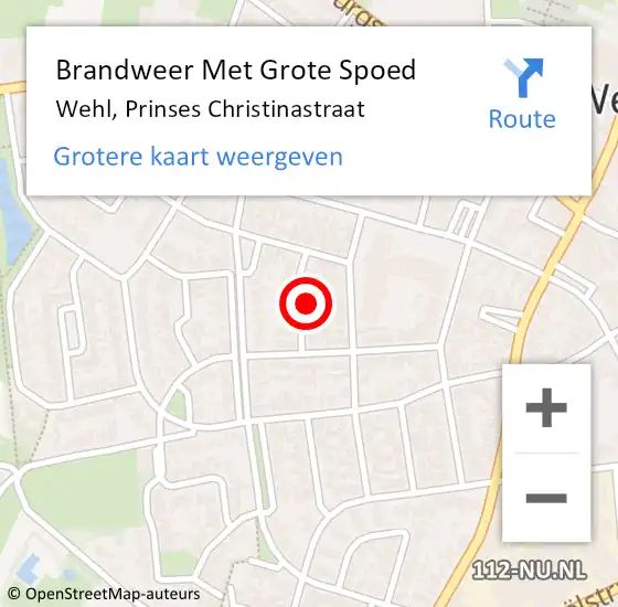 Locatie op kaart van de 112 melding: Brandweer Met Grote Spoed Naar Wehl, Prinses Christinastraat op 3 december 2024 01:39