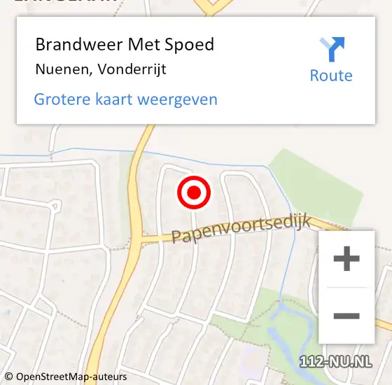 Locatie op kaart van de 112 melding: Brandweer Met Spoed Naar Nuenen, Vonderrijt op 3 december 2024 01:53