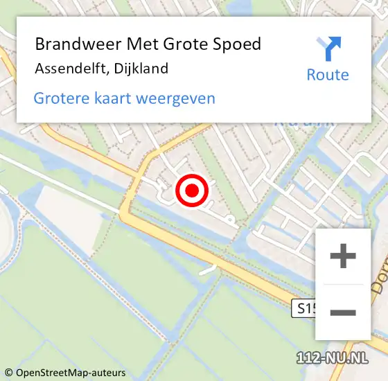 Locatie op kaart van de 112 melding: Brandweer Met Grote Spoed Naar Assendelft, Dijkland op 3 december 2024 02:01