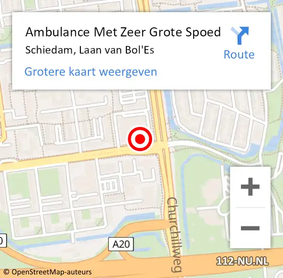 Locatie op kaart van de 112 melding: Ambulance Met Zeer Grote Spoed Naar Schiedam, Laan van Bol'Es op 3 december 2024 03:03