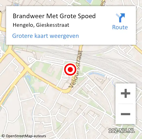 Locatie op kaart van de 112 melding: Brandweer Met Grote Spoed Naar Hengelo, Gieskesstraat op 3 december 2024 03:26