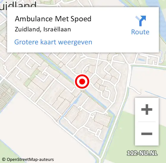 Locatie op kaart van de 112 melding: Ambulance Met Spoed Naar Zuidland, Israëllaan op 3 december 2024 04:08