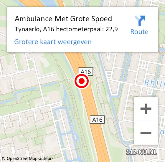 Locatie op kaart van de 112 melding: Ambulance Met Grote Spoed Naar Ridderkerk, A16 hectometerpaal: 22,9 op 3 december 2024 06:44