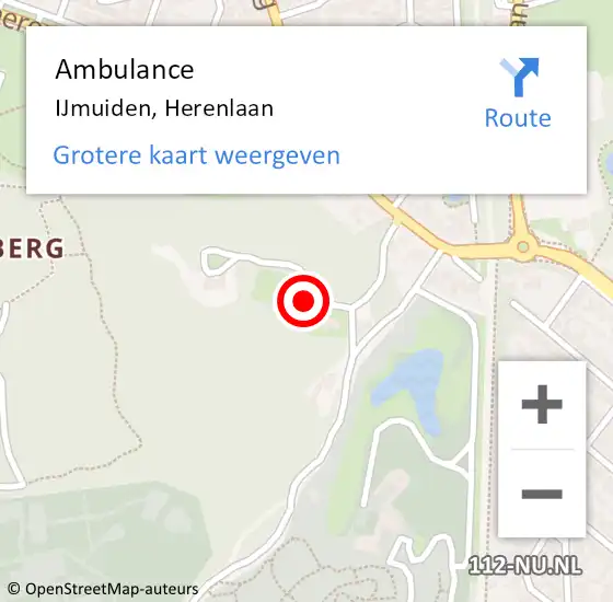 Locatie op kaart van de 112 melding: Ambulance IJmuiden, Herenlaan op 3 december 2024 07:05