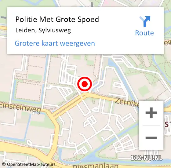 Locatie op kaart van de 112 melding: Politie Met Grote Spoed Naar Leiden, Sylviusweg op 3 december 2024 07:34