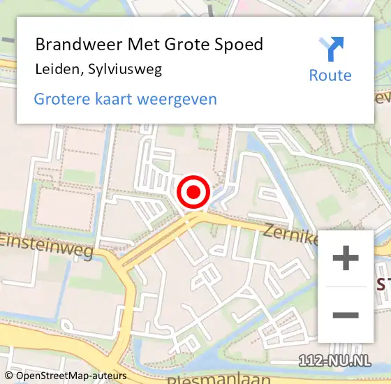 Locatie op kaart van de 112 melding: Brandweer Met Grote Spoed Naar Leiden, Sylviusweg op 3 december 2024 07:39