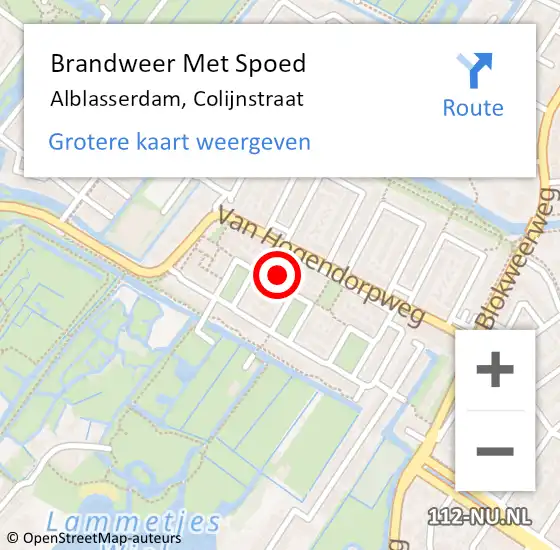 Locatie op kaart van de 112 melding: Brandweer Met Spoed Naar Alblasserdam, Colijnstraat op 3 december 2024 07:43