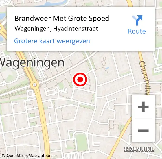 Locatie op kaart van de 112 melding: Brandweer Met Grote Spoed Naar Wageningen, Hyacintenstraat op 3 december 2024 08:16