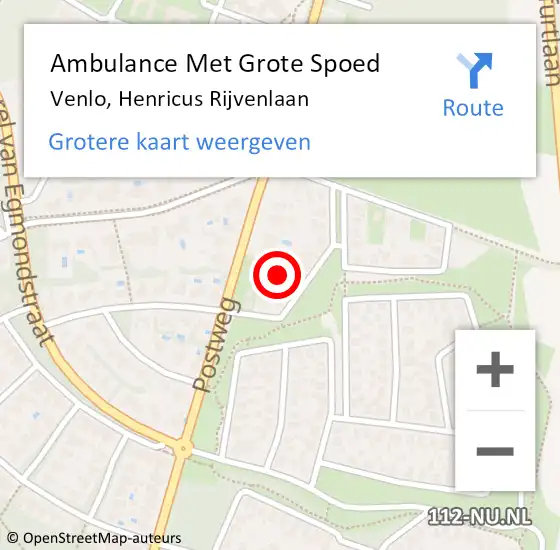 Locatie op kaart van de 112 melding: Ambulance Met Grote Spoed Naar Venlo, Henricus Rijvenlaan op 3 december 2024 08:29