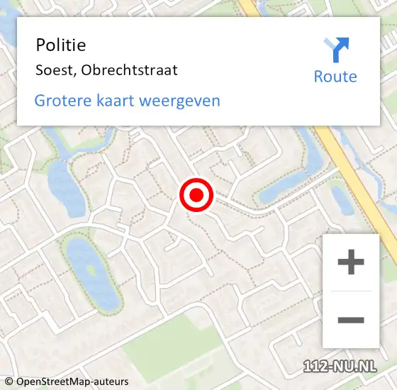 Locatie op kaart van de 112 melding: Politie Soest, Obrechtstraat op 3 december 2024 08:40