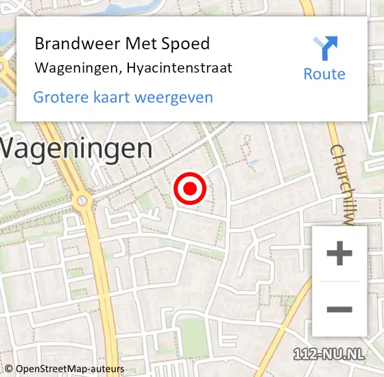 Locatie op kaart van de 112 melding: Brandweer Met Spoed Naar Wageningen, Hyacintenstraat op 3 december 2024 08:45