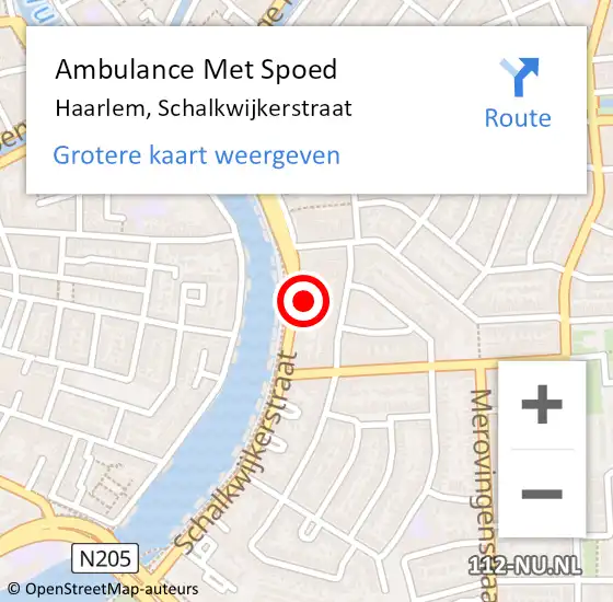 Locatie op kaart van de 112 melding: Ambulance Met Spoed Naar Haarlem, Schalkwijkerstraat op 3 december 2024 08:54