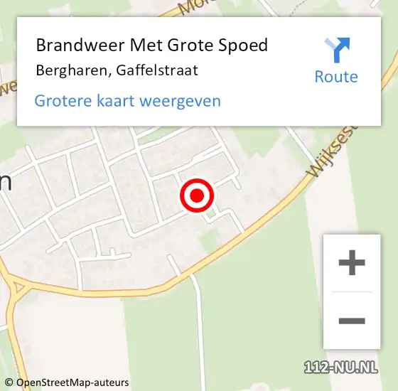 Locatie op kaart van de 112 melding: Brandweer Met Grote Spoed Naar Bergharen, Gaffelstraat op 3 december 2024 09:24