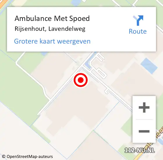 Locatie op kaart van de 112 melding: Ambulance Met Spoed Naar Rijsenhout, Lavendelweg op 3 december 2024 09:26