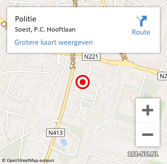 Locatie op kaart van de 112 melding: Politie Soest, P.C. Hooftlaan op 3 december 2024 09:51