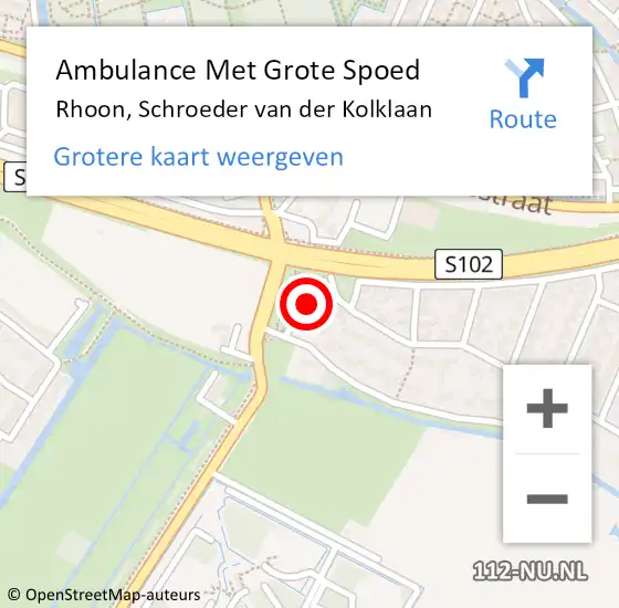 Locatie op kaart van de 112 melding: Ambulance Met Grote Spoed Naar Rhoon, Schroeder van der Kolklaan op 3 december 2024 09:54