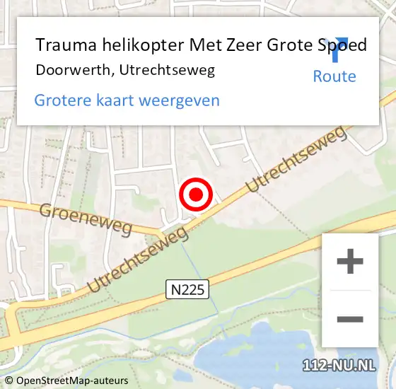 Locatie op kaart van de 112 melding: Trauma helikopter Met Zeer Grote Spoed Naar Doorwerth, Utrechtseweg op 3 december 2024 10:00